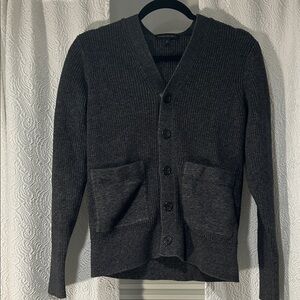 Banana Republic Chambray Dark Gray Cardigan Sweater Size Small 100% Cotton